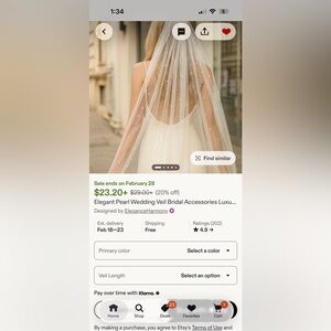 Elegant Pearl cathedral length Wedding Veil